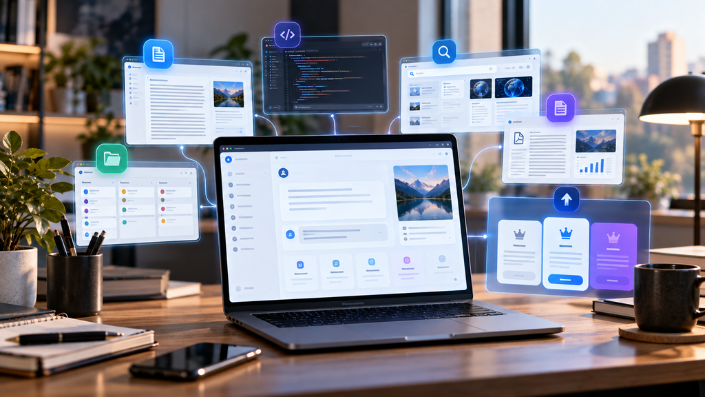 Premium AI subscription interface for writing, coding, research, document analysis and productivity.
