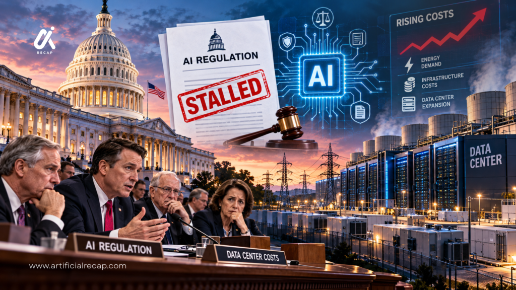 US Congress debates AI regulation as rising data center costs, electricity demand, and infrastructure expenses become major concerns.